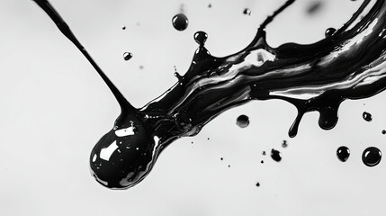 black ink drop on white background