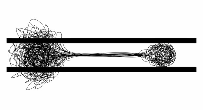Constrained Chaos Abstract Line Art Between Parallel Bars.