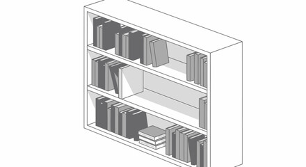 Isometric View of a Bookshelf with Books.