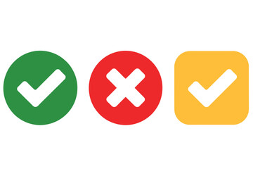 Green check, red cross, and yellow check icons for approval and rejection.
