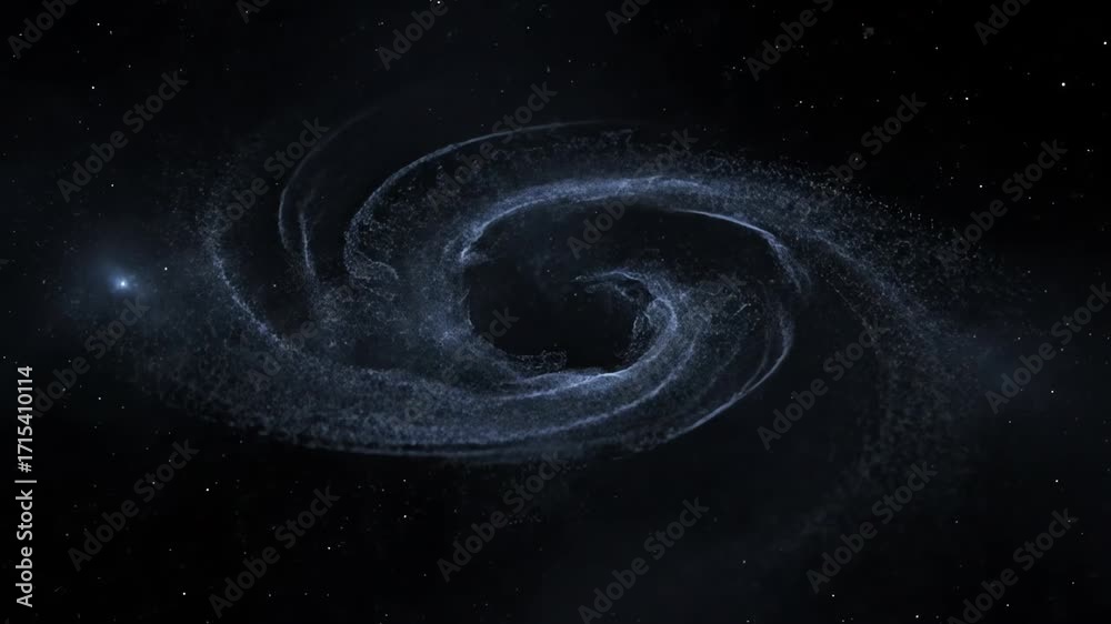 Wall mural dark particles swirl in a mesmerizing symmetrical vortex, creating a mysterious abstract balance in 