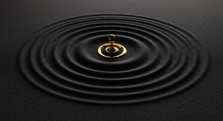 Abstract Liquid Metal Sculpture on Kinetic Sand Texture.