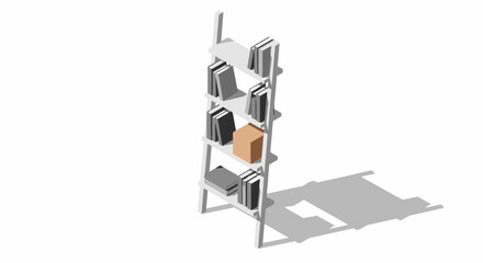 Fototapeta premium Isometric Bookshelf with Books and a Brown Box.