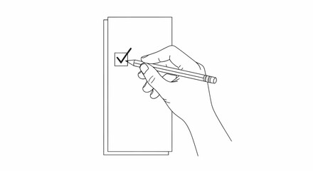 Fototapeta premium Hand Checking Box on Paper with Pencil.
