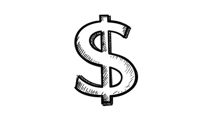 A hand-drawn, stylized dollar sign, depicted with textured lines, stands out against a plain white background.