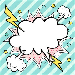 Halftone style blank speech bubbles retro comic background
