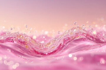 Abstract Pink Liquid Splash Background With Gold Glitter