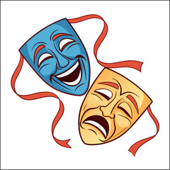 Realistic comedy tragedy masks
