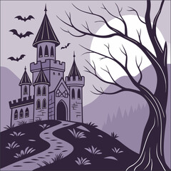 Hand drawn flat halloween house illustration
