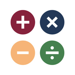 Basic math symbols plus minus multiply divide icons set vector illustration vector