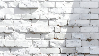 Fototapeta premium White Brick Wall Texture Background with Shadow