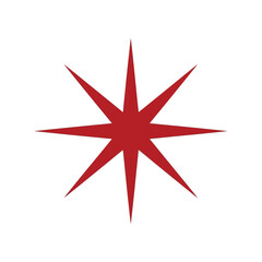 Red eight pointed starburst explosion symbol isolated on graphic element vector