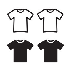 Minimalist Scalable Vector Graphic of Distinct T-Shirt Icon Designs Silhouettes.