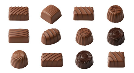 chocolate candies isolated on white background