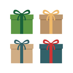 Four colorful gift boxes with ribbons festive presents for holidays celebrations special occasions vector