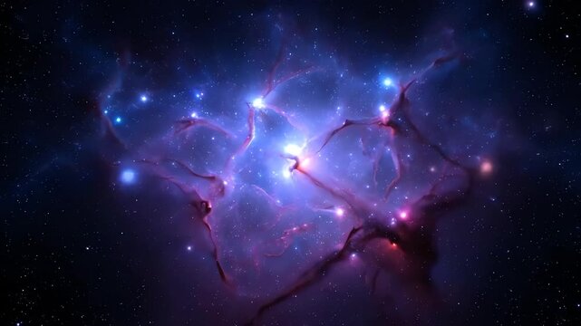 Shimmering cosmic gases form a majestic abstract symmetrical nebula, creating a beautiful seamlessly looping space background mysterious, stars, ethereal