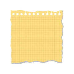 Torn paper texture yellow grid overlay abstract background isolated grunge element vector
