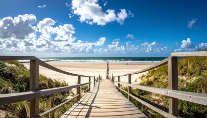 Beach boardwalk leading to ocean