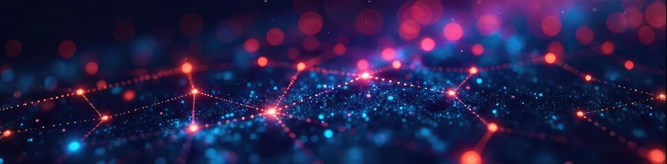 Obraz premium A complex network of interconnected nodes and lines visually representing a seamless data integration system, highlighting efficient data flow and process automation , automation, information