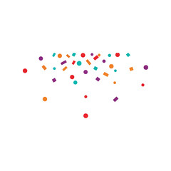 Colorful confetti scattered festive celebration elements isolated on white backdrop for party design vector