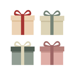 Four assorted colorful gift boxes with ribbon and bows celebration surprises holiday presents vector