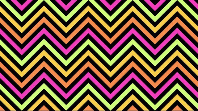Seamless animation of colorful horizontal zigzag lines on a black 4K background