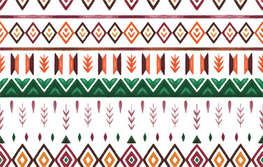 Bohemian tribal seamless pattern with abstract geometric and floral motifs in earthy tones