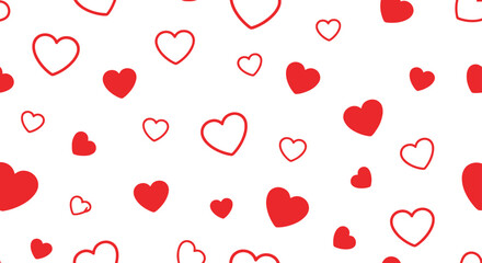 Seamless pattern red hearts cute romantic valentine's day celebration love background vector