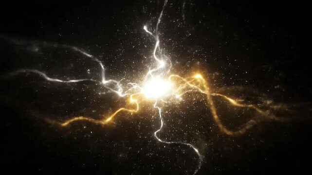 A dynamic starlight glow forming an energetic field of pulsing white and yellow light, seamlessly looping with a rhythmic ebb and flow futuristic, technology, pulsing