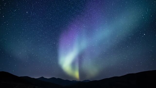 A mysterious starlight glow manifesting as faint, shimmering aurora-like curtains of light, gently swaying in a seamless loop fantasy, energy, abstract