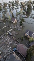 Global warming,climate change.Tsunami.Storms and destruction.Floods on the planet.The apocalypse, catastrophes.Natural disasters the riot.The remnants of human life are floating in dirty water.The end