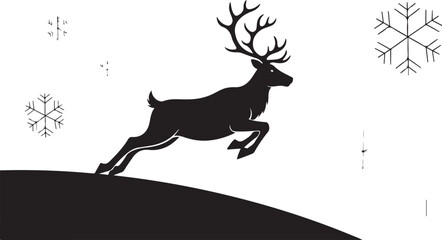 running deer in the snow with winter vibe