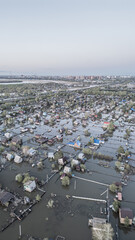 Global warming,climate change.Tsunami.Storms and destruction.Floods on the planet.The apocalypse, catastrophes.Natural disasters the riot.The remnants of human life are floating in dirty water.The end