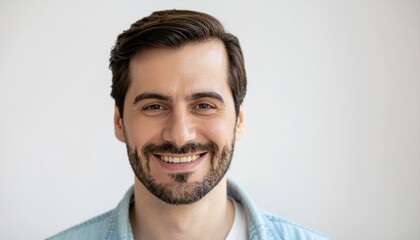Close-up of young mexican person smiling at camera. 