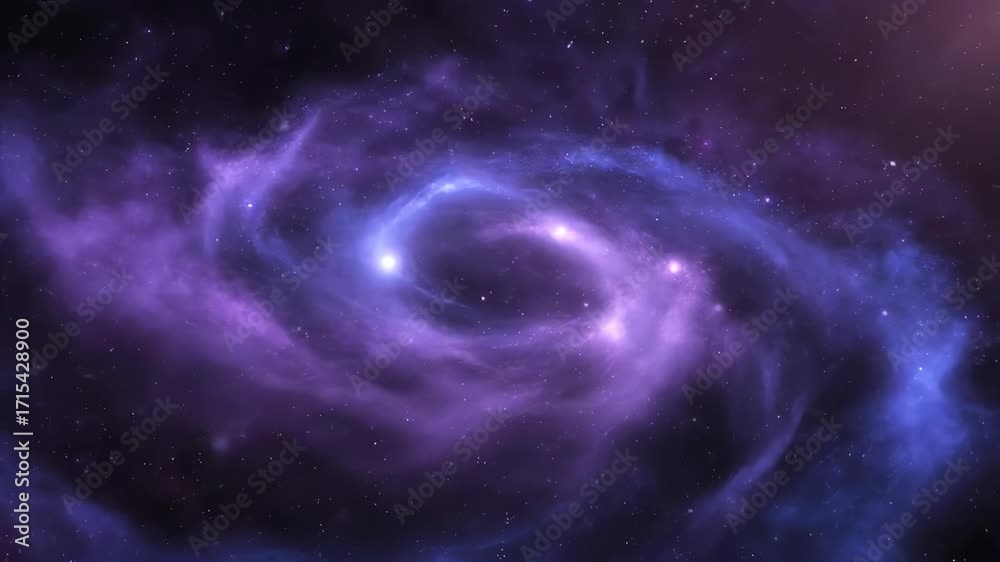 Wall mural a seamlessly looping video depicting abstract purple blue cosmic dust trails, spiraling and intertwi