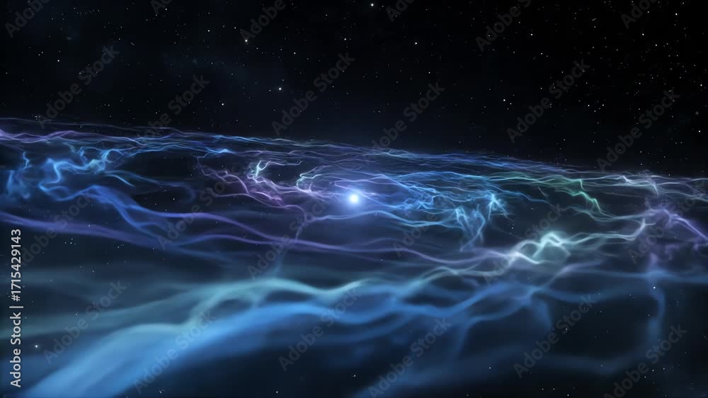 Wall mural a seamlessly looping video depicting an organic cosmic web pulsating with soft, interconnected energ