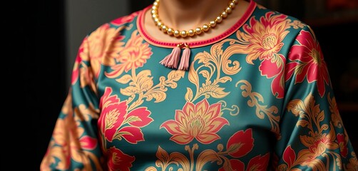 Obraz premium Elegant Javanese kebaya attire, intricate detail, attire, beautiful