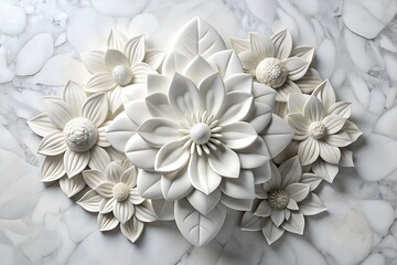 Elegant white floral arrangement isolated on white background, showcasing delicate flower petals and intricate design elements