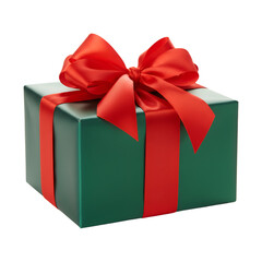 Obraz premium red gift box with green ribbon