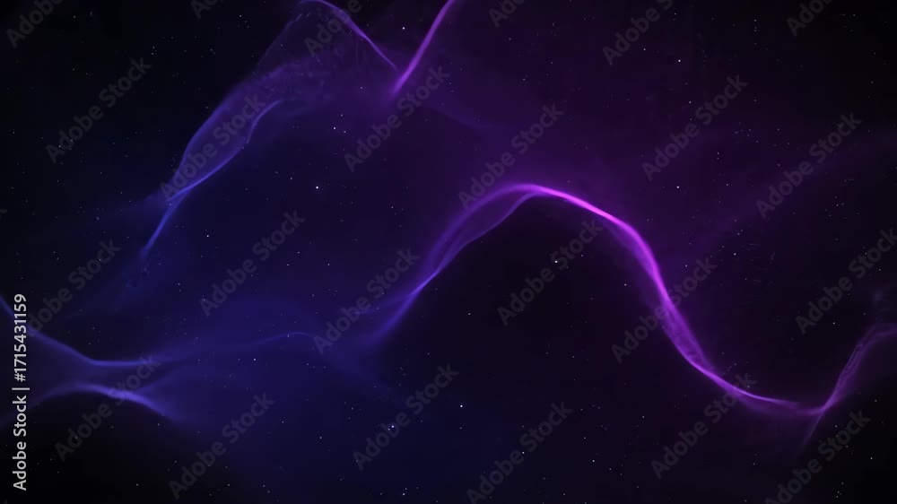 Wall mural a seamlessly looping video featuring undulating waves of deep indigo and violet light creating an ab