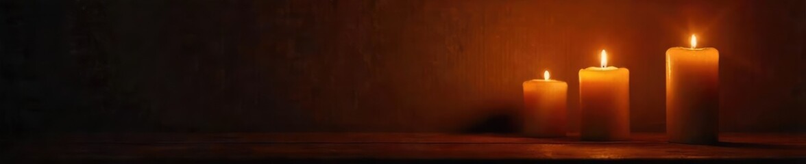 Warm, flickering candlelight illuminates a dark room, casting dancing shadows on the wall  Perfect for ambiance, relaxation, or romantic themes  Cozy and inviting atmosphere ,  peace,  warm
