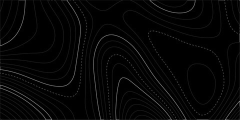 Abstract digital art with glowing blue and black waves and swirling lines on a dark background. modern wallpaper texture and 3d realistic design. topographic map background with wave line. world map © Creative Lis