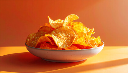 Crispy Tortilla Chips in Bowl Under Sunlight