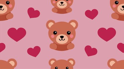Cute teddy bear seamless pattern for valentine s day