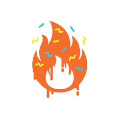 Fiery Celebration: A Vibrant Flame with Confetti Accents.