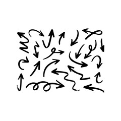 Hand drawn arrows collection Set simple flat arrows isolated on white background