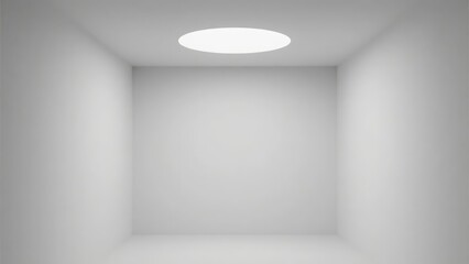 Empty white room with circular ceiling light