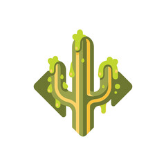 Cactus Choice: Green Plant with Arrows.
