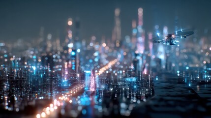 Obraz premium Future city drone night