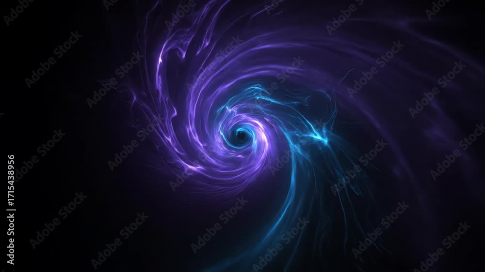 Sticker abstract energy fields of deep purple and cyan interacting and expanding, seamless loop wave, blue, 